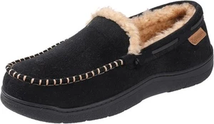 Zigzagger Size 10 Navy Men's Microsuede Moccasin Slippers Memory Foam Slippers - Picture 1 of 8