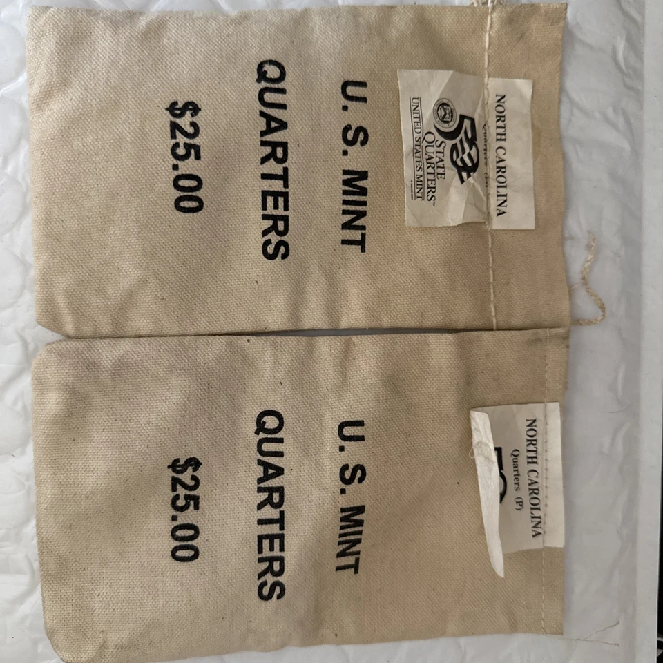 2001-P And D North Carolina State Quarter Original Mint Sewn Bag 100 coins EACH - Image 1 of 4