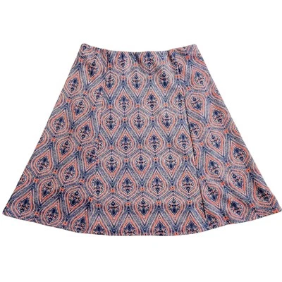 Renee C Paisley A-line Skirt WOMENS MEDIUM navy orange geometric stretch lined - Image 1 of 4
