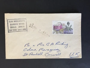ST HELENA QE2 2d "SHIP LETTER" + CLAN MACILWRAITH CACHET ON COVER TO CORNWALL GB - Bild 1 von 2