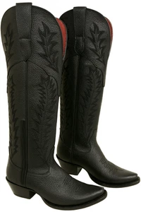 Stivali donna western cowgirl neri a punta vera pelle dama puntal - Foto 1 di 10