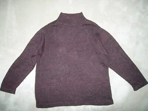 PERUVIAN CONNECTION Men's Pima Cotton Sweater Mock Turtle Burgundy Marl L - Picture 1 of 5