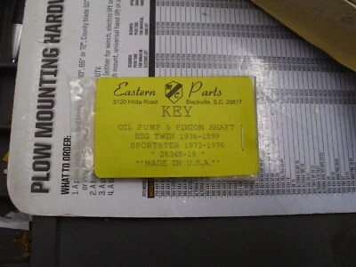 Eastern Perf. A-26348-15 Oil Pump Drive Shaft Key “H”, Repl. H-D # 26348-15!# - Image 1 of 4