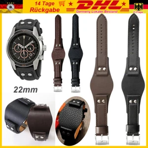 22mm Echtleder Uhrenarmband für Fossil CH2564 CH2565 Uhr Stahlschließe Neu - Bild 1 von 27