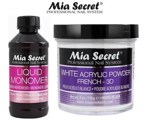 Mia Secret Liquid Monomer 4 oz with White 8 oz Acrylic Powder - Picture 1 of 2