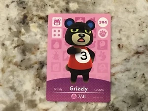 Tarjeta GRIZZLY #394 Animal Crossing Amiibo Auténtica Nintendo Como Nueva de la Serie 4 - Imagen 1 de 2