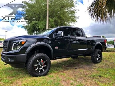 Textured Black Pocket Rivet Fender Flares Set Fits 16-22 Nissan Titan XD - Image 1 of 4