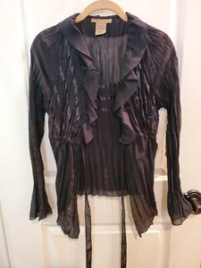 Notations Black Crinkled Fabric Sheer Blouse -- Size S - Picture 1 of 5