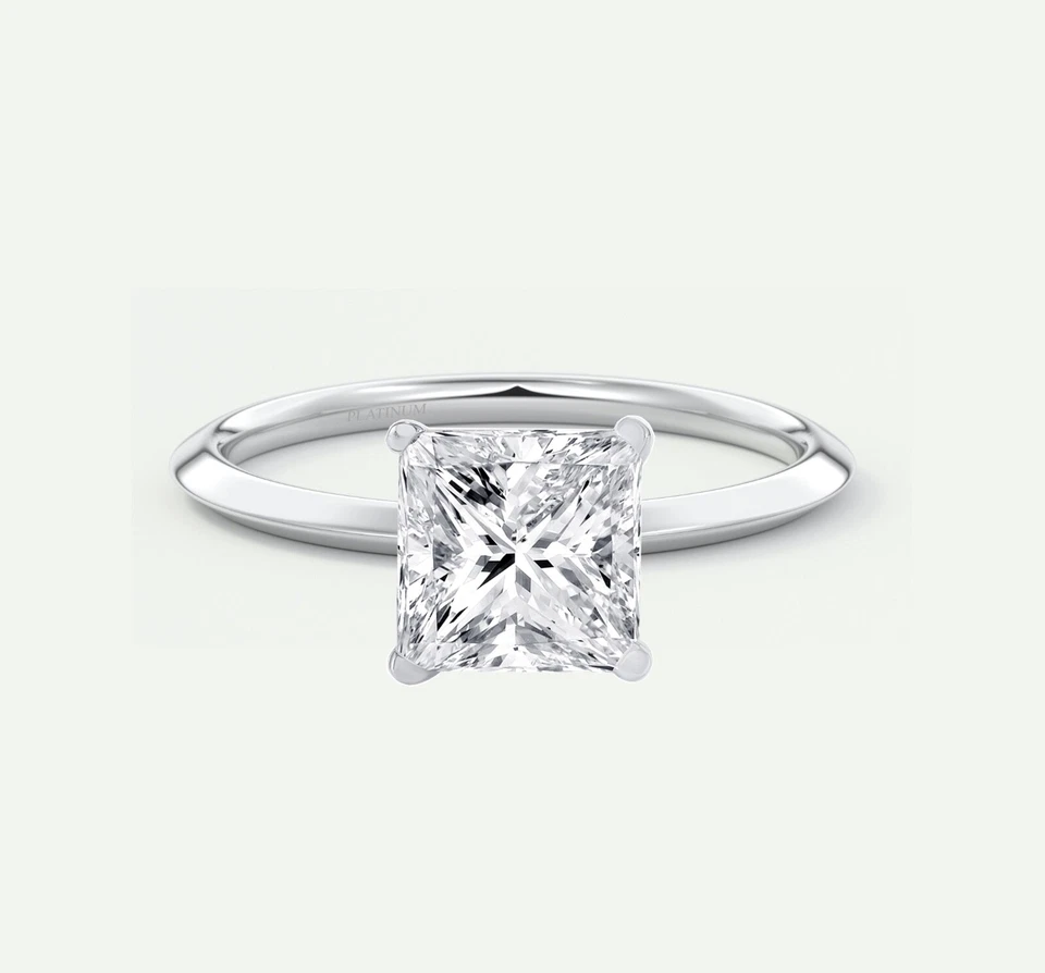 G/VS 2.75 Ct Princess Lab Grown Diamond Solitaire Engagement Ring 950 Platinum - Image 1 of 1