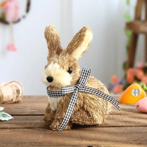 Easter Cattail Bunny Decoration White Blcak Plaid Bunny Gnomes for Easter Dec... - Picture 1 of 5