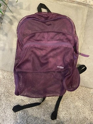 JanSport Mesh Backpack Swim Purple Pool Beach Breathable See Through Bag - Image 1 of 4