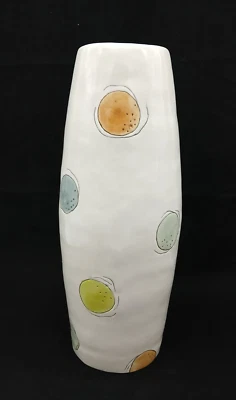 Jarrón grande Rae Dunn de 13" lunares/círculos **RASCADO** difícil de encontrar, c 2004 Foto 1 de 4