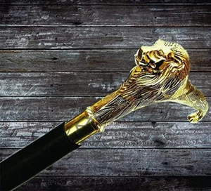Antique Designer Brass Lion Handle Wooden Walking Stick Cane for women - Picture 1 of 3