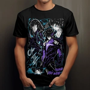 Anime Shirt Solo Leveling T-Shirt Sung Jinwoo Anime T-Shirt All Size Unisex - Picture 1 of 11