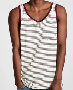 ELEMENT Men's Rocky White w/ Brown Stripes Tank Top T-Shirt NEW XL - Picture 1 of 2