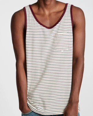 ELEMENT Men's Rocky White w/ Brown Stripes Tank Top T-Shirt NEW XL - Image 1 of 2