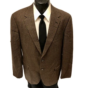 Vtg 50 60's Crowns Denmark Brown Sport Coat Check Jacket Wool Tweed Blazer 42 R - Picture 1 of 6
