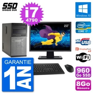PC Tour Dell 7020 Ecran 22" Intel Core i7-4790 RAM 8Go SSD 960Go Windows 10 Wifi - Photo 1/3
