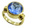 gorgeous Blue Shappire CZ Gold Plated Blue Ring genuine gemstones US gift