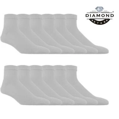 12 pares de calcetines deportivos lisos de algodón grueso tobillo corte bajo para hombre talla 9-13 Foto 1 de 4