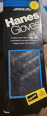 Guantes de conducción Hanes Thinsulate de colección para hombre nuevos en caja negros 1990 talla L Foto 1 de 2