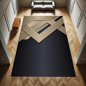 modern area rug, gold black rug, geometric rug, luxury carpet, bold decor rug - Picture 1 of 11