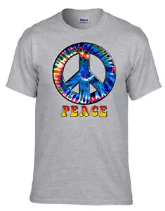 Peace 70er TyeDye Batik Grau T-Shirt -348_Grau - Picture 1 of 2