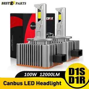D1S D1R LED Headlight Bulbs 100W 6000K White Replace HID Conversion Lamp Pair - Picture 1 of 8
