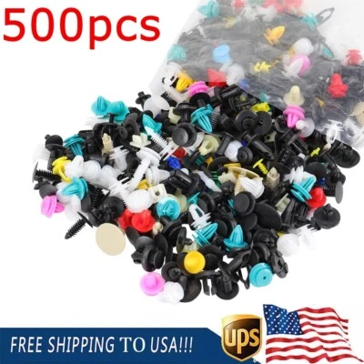 500pcs Car Body Rivet Push Pin Plastic Fastener Retainer Bumper Fender Trim Clip - Image 1 of 4