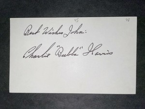 1948 A's: Bubba Harris, SIGNED 3x5 (JS), D.2013