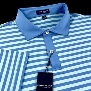 Polo Peter Millar Crown Artigianale Performance Elasticizzata Azzurro Teal XL - Foto 1 di 9