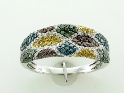 Anillo LeVian Oro Blanco 14K G-H SI1 Diamante Amarillo Verde 1 quilate Talla 7 Foto 1 de 4