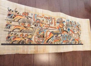 Riesiger großer handgefertigter Papyrus ägyptisch "KÖNIG RAMSES II" Kunst Gemälde 32x12" Zoll - Bild 1 von 5