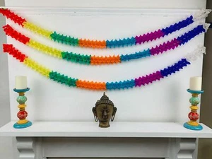 Paper Floral Streamers/Garland x 6 -Christmas Weddings Birthdays Nomads Wales - Picture 1 of 4