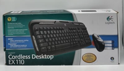 LOGITECH Cordless Desktop EX110 BLACK Keyboard Mouse NEW SEALED - Image 1 of 4