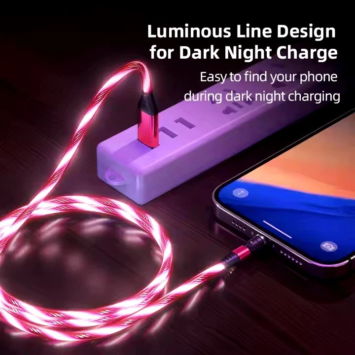 3 in 1 Magnetic LED Charging USB Cable Charger 2.4A Phone Type-C Micro USB IOS - Image 1 of 4