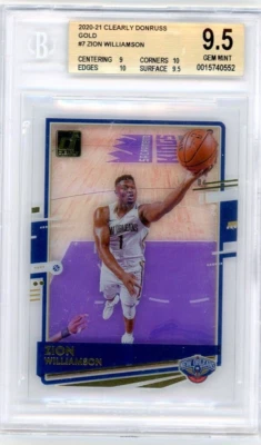2020-21 Clearly ZION WILLIAMSON Donruss Gold #7 BGS 9.5 GEM (319) - Image 1 of 2