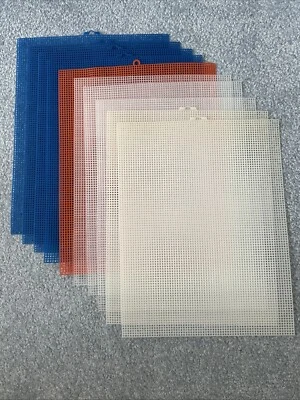 7 Mesh Plastic Canvas 11” x 14”Clear White Orange Blue 10 Sheets NWOT - Image 1 of 4