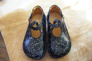 L’ Artiste Spring Step Leather BLACK SILVER FLORAL LADIES PLATFORM SHOES 38 7.5 - Picture 1 of 12