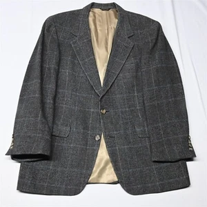 Vtg Bill Blass 42S Brown Glenn Check Camel Hair Flannel Blazer Jacket Sport Coat - Picture 1 of 12