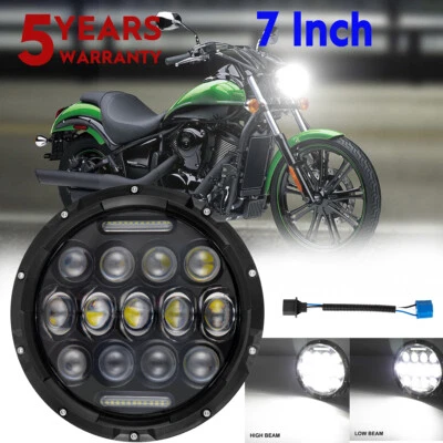 Faro LED redondo de 7" pulgadas para Yamaha XJ XS 250 400 600 650 750 850 1100 Virago Foto 1 de 4