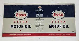 Öl Esso Extra Motoröl Vintage flache Fabrik Quart Dose Gas nie gerollt Schild - Bild 1 von 3