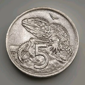 1969 New Zealand 5 Cent Old World Coin KM 34.1 (stk080) - Picture 1 of 3
