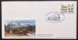 GB Markton 1980 Liverpool Manchester Railway 12p on First Day Cover, Bressingham - Picture 1 of 2