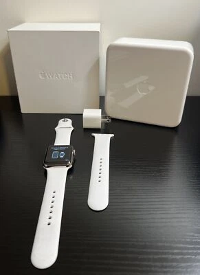 Apple Watch Series 2 42mm Stainless Steel Case White Sport Band - (MNPR2LL/A) - Image 1 of 4