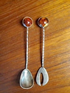 Spoon And Fork Honey Amber Cabochon  - Picture 1 of 6