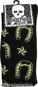 78500 Black with Cream Colored Horseshoes Over-The-Knee Socks Sourpuss Stars New - Picture 1 of 1