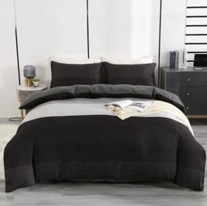 Moosfor Bettset mit Reißverschluss Bettbezug und Kissenbezügen - King Size - Schwarz - Bild 1 von 7