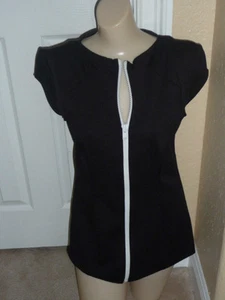 NWT PRIVEE by INTERMIX White/Black ZIPPER SEXY Blouse R$295 REDUCED SLIMMING - Bild 1 von 11