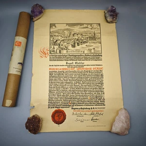 Heidelberg Urkunde 1934 Bürgerrecht August Molitor Dokument Papier WeeNTAGE - Bild 1 von 10